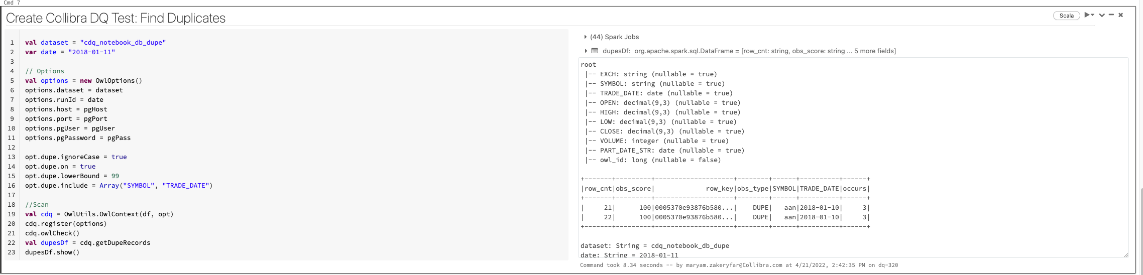 CDQ Dupes Run In Databricks